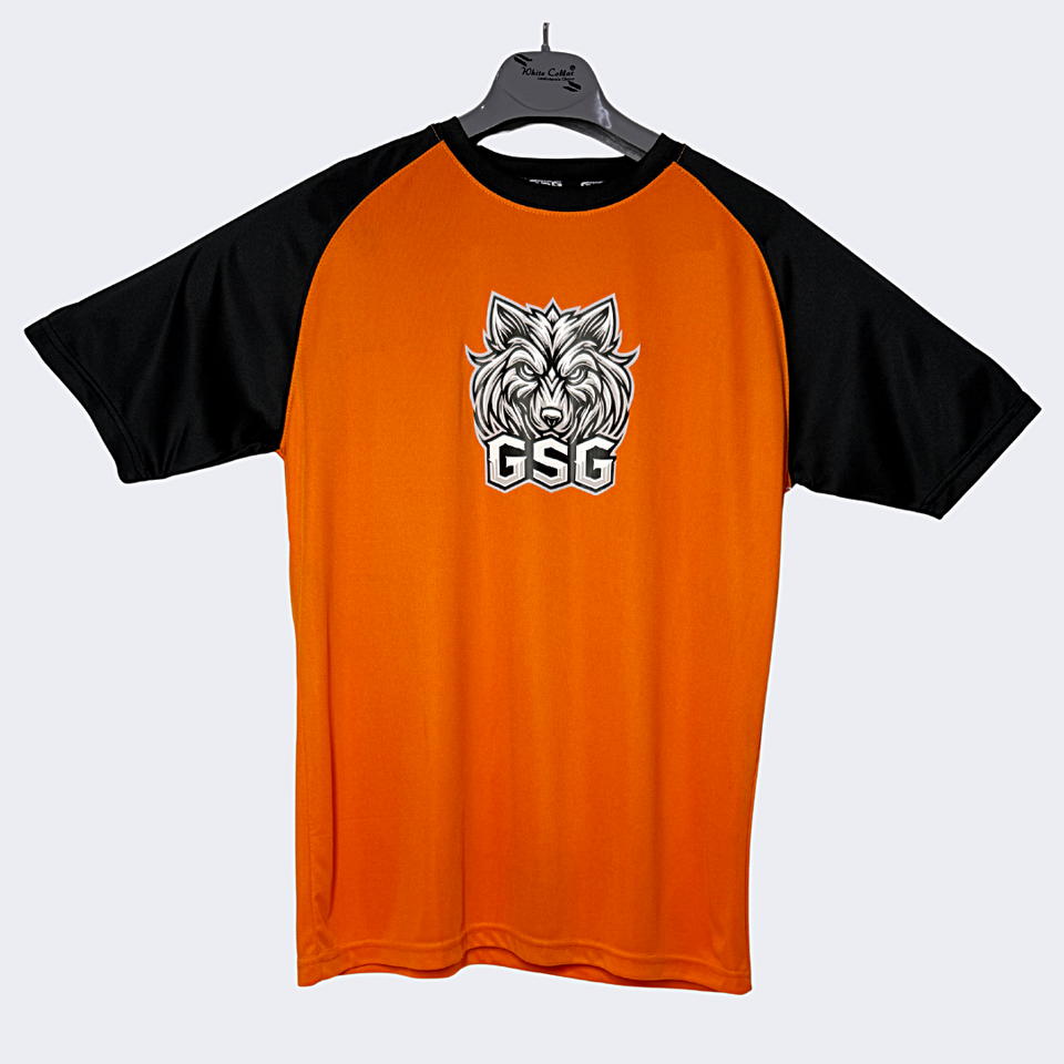 GSG Gym T-Shirt – Orange & Black | Dry Fit Sportswear for Men
