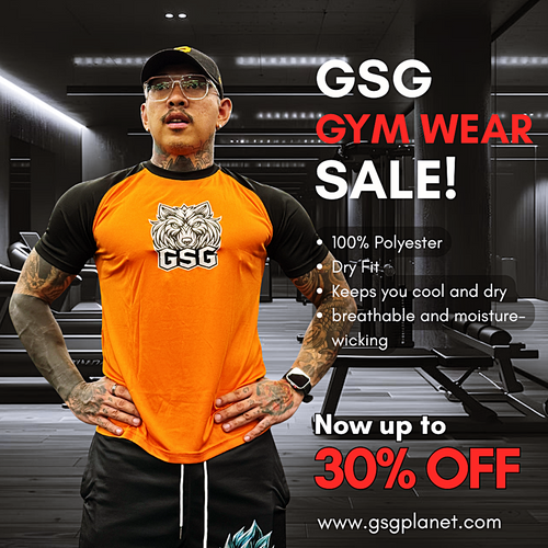 GSG Gym T-Shirt – Orange & Black | Dry Fit Sportswear for Men
