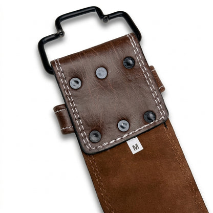 GSG Powerlifting Belt – Genuine Leather with Auto-Lock Buckle (BROWN)