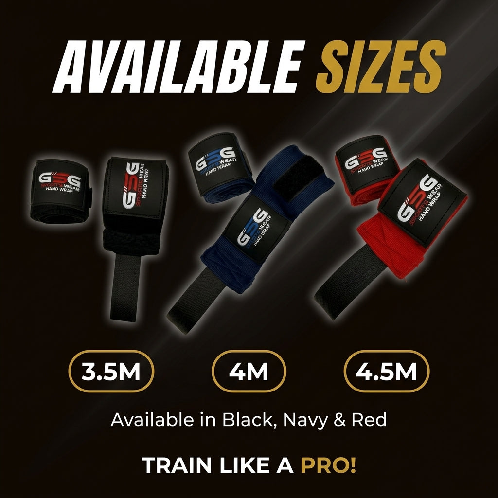 Hand Wraps GSG – Comfortable & Breathable, 3.5M/4M/4.5M (Black, Navy, Red)