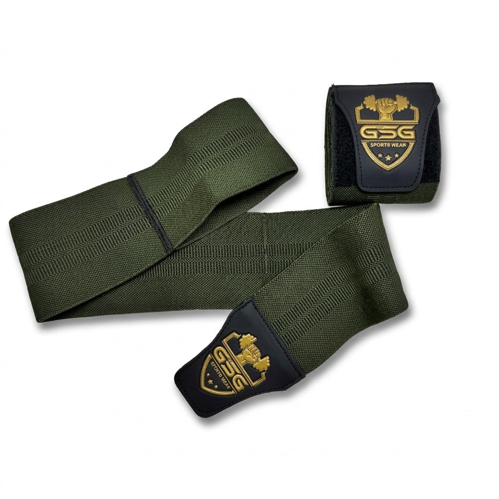 GSG Elbow Wraps Green Heavy Duty Elbow Support Strap for Weightlifting Powerlifting Bodybuilding Gym Training