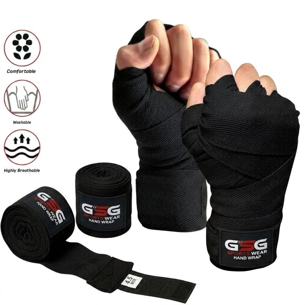 Hand Wraps GSG – Comfortable & Breathable, 3.5M/4M/4.5M (Black, Navy, Red)