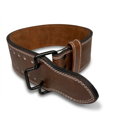 GSG Powerlifting Belt – Genuine Leather with Auto-Lock Buckle (BROWN)