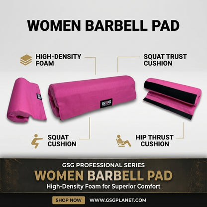 GSG Women's Barbell Pad – High-Density Foam Squat & Hip Thrust Cushion (Pink)