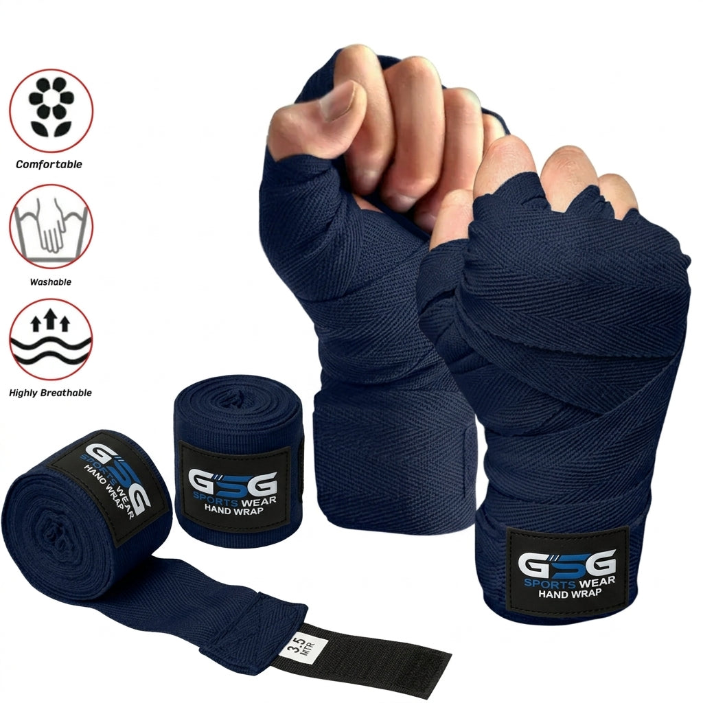 Hand Wraps GSG – Comfortable & Breathable, 3.5M/4M/4.5M (Black, Navy, Red)