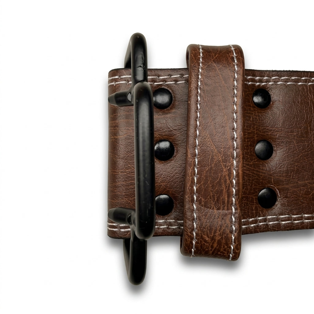 GSG Powerlifting Belt – Genuine Leather with Auto-Lock Buckle (BROWN)