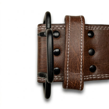 GSG Powerlifting Belt – Genuine Leather with Auto-Lock Buckle (BROWN)