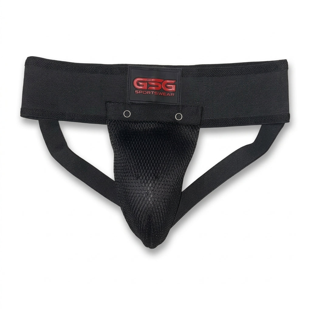 Athletic Supporter – Groin Guard with Ergonomic Cup Pocket (Red/White/Yellow)