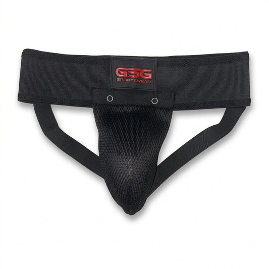 Athletic Supporter – Groin Guard with Ergonomic Cup Pocket (Red/White/Yellow)