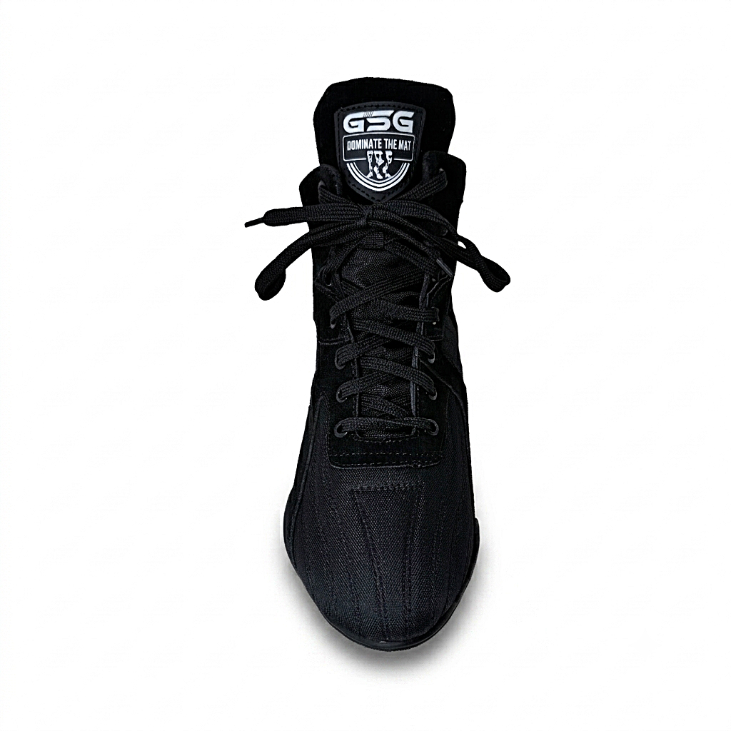 Professional Gym Wrestling & Boxing Shoes | Lightweight Leather Training Shoes with Ankle Support (Black)