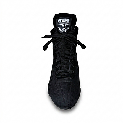 Professional Gym Wrestling & Boxing Shoes | Lightweight Leather Training Shoes with Ankle Support (Black)