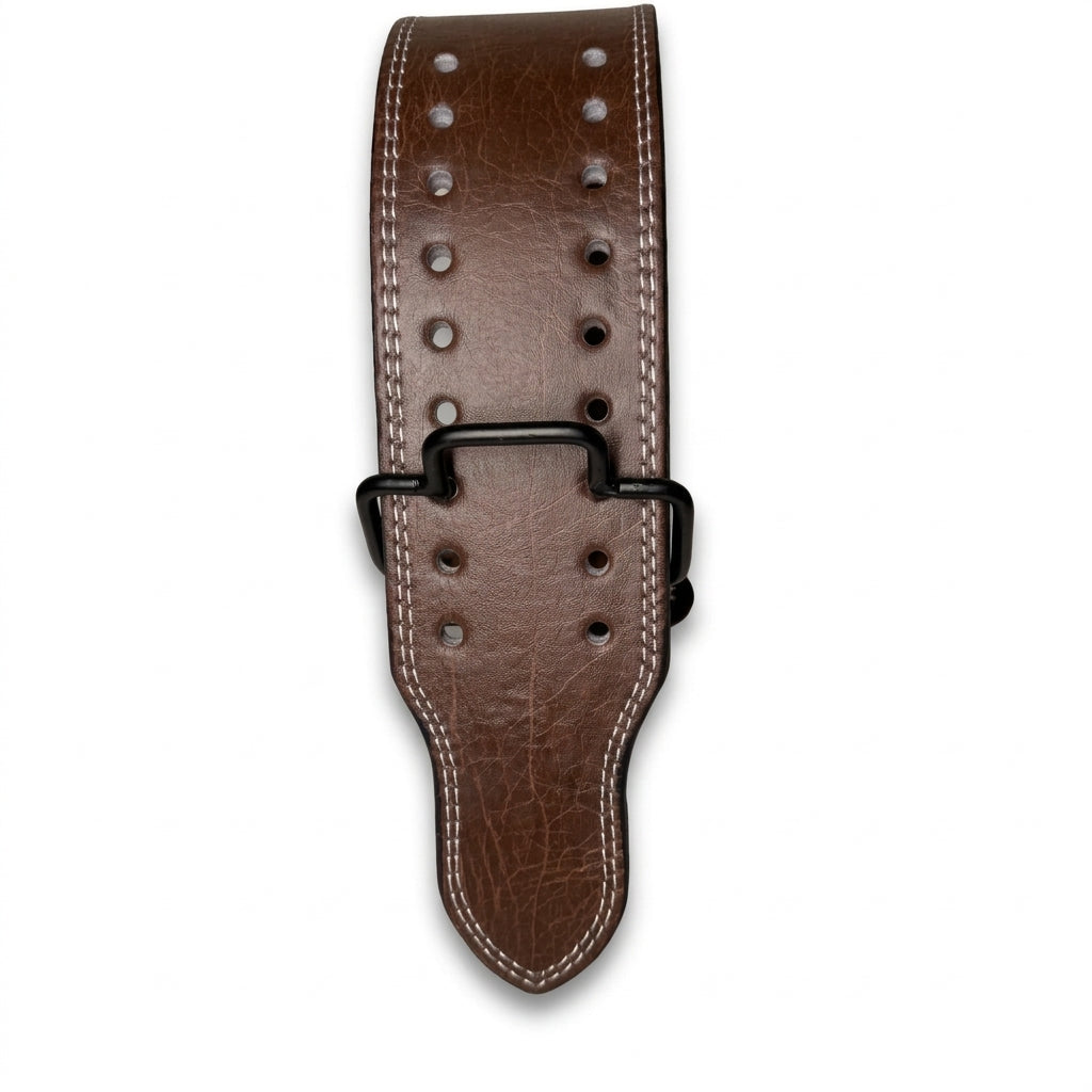 GSG Powerlifting Belt – Genuine Leather with Auto-Lock Buckle (BROWN)
