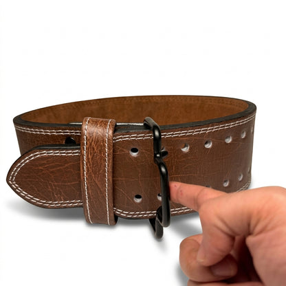 GSG Powerlifting Belt – Genuine Leather with Auto-Lock Buckle (BROWN)