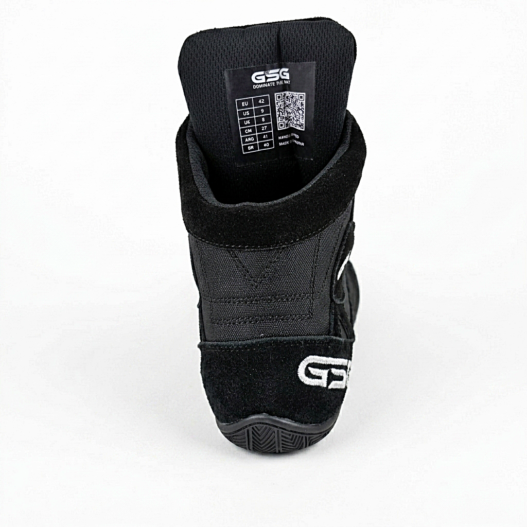 Professional Gym Wrestling & Boxing Shoes | Lightweight Leather Training Shoes with Ankle Support (Black)
