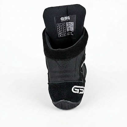 Professional Gym Wrestling & Boxing Shoes | Lightweight Leather Training Shoes with Ankle Support (Black)