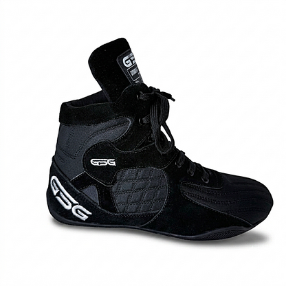Professional Gym Wrestling & Boxing Shoes | Lightweight Leather Training Shoes with Ankle Support (Black)