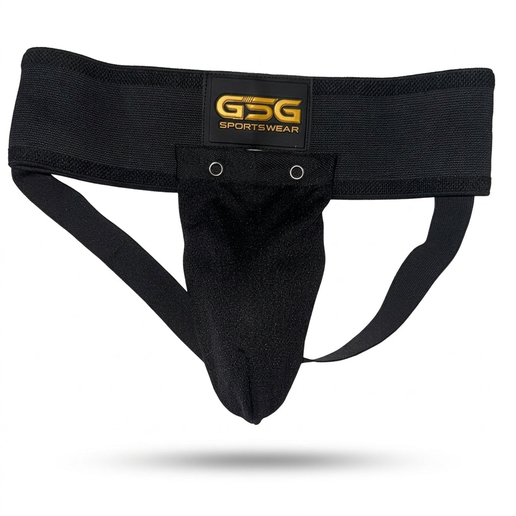 Athletic Supporter – Groin Guard with Ergonomic Cup Pocket (Red/White/Yellow)