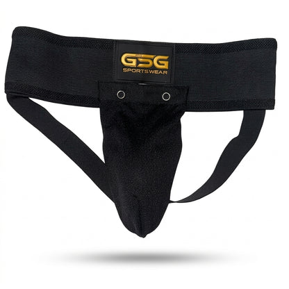 Athletic Supporter – Groin Guard with Ergonomic Cup Pocket (Red/White/Yellow)