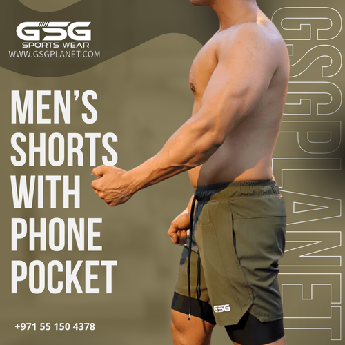 GSG Men’s Shorts with Phone Pocket - Green & Black | UAE