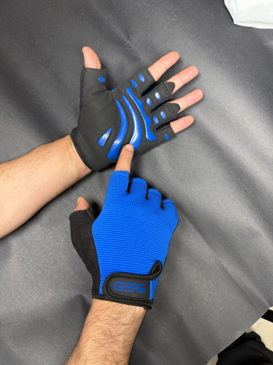 Strong Grip Fingerless Gym Gloves – Blue