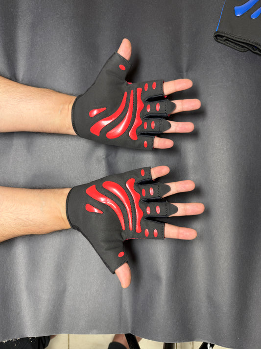 Strong Grip Fingerless Gym Gloves –Red