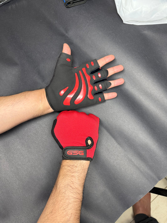 Strong Grip Fingerless Gym Gloves –Red