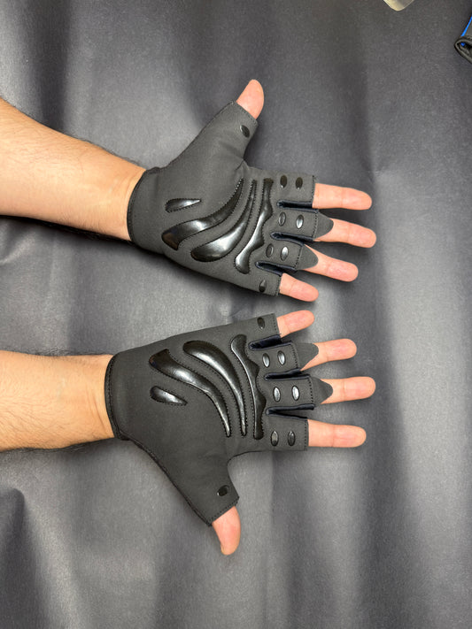 Strong Grip Fingerless Gym Gloves –Black