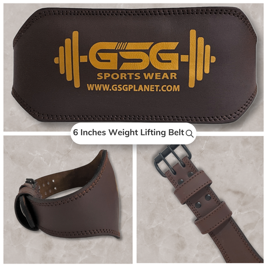 6 Inches Genuine Leather Weight Lifting Belt for Men