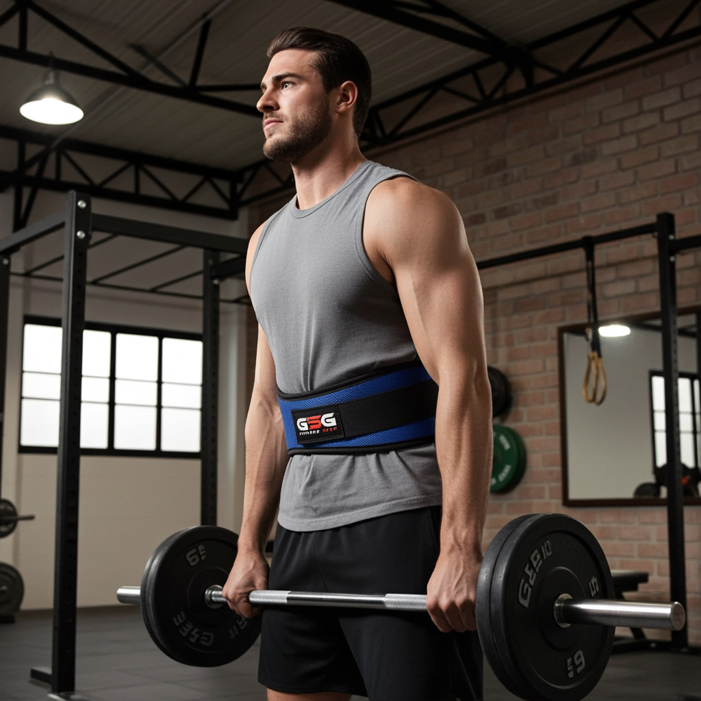 6" REINFORCED NYLON LIFTING BELT - Blue