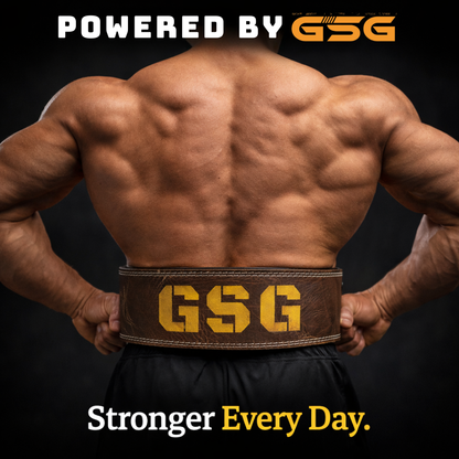 GSG Premium Leather Powerlifting Belt – Brown (Double Prong Buckle)