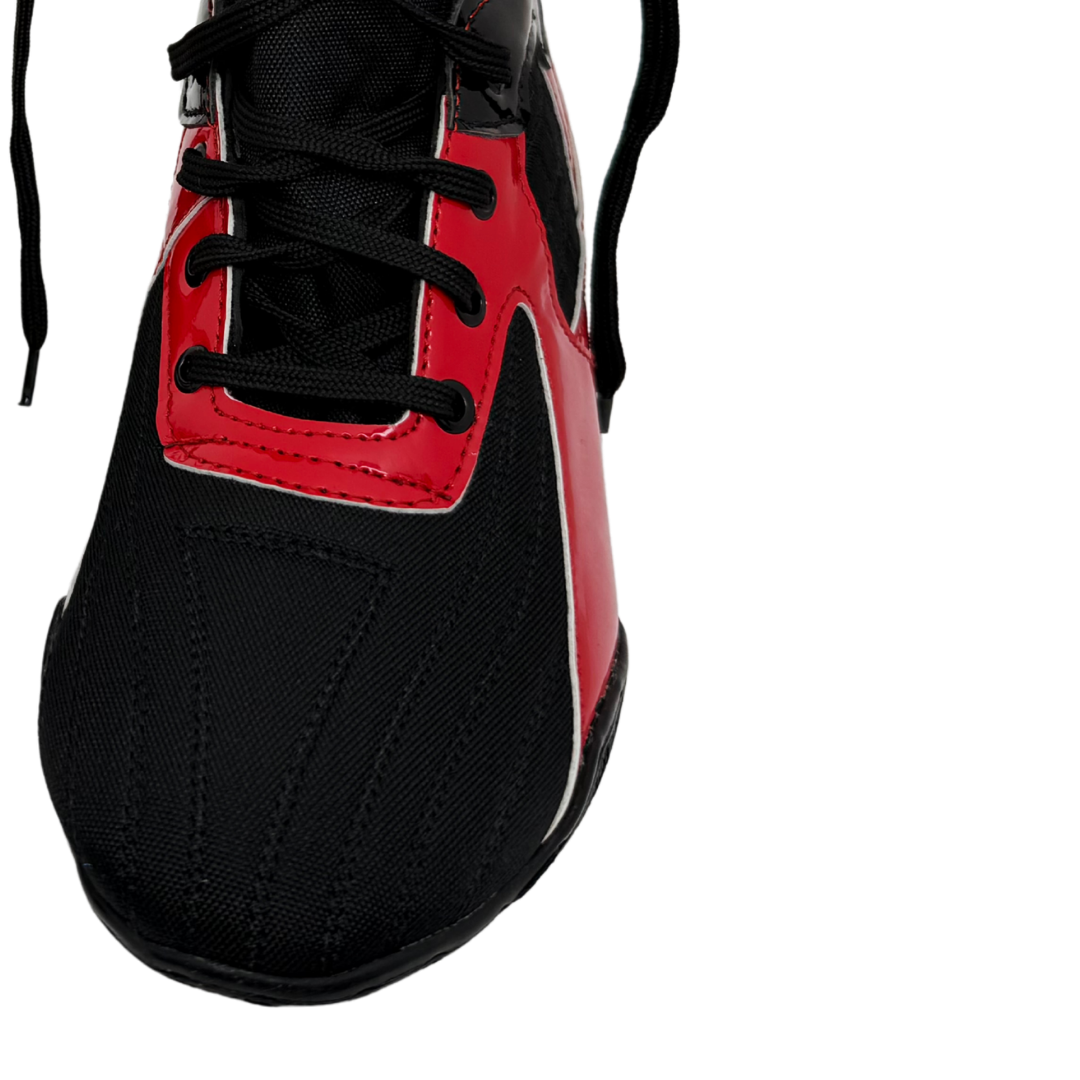 Professional Gym Wrestling and Boxing Shoes Lightweight Ankle Support Red PU Leather