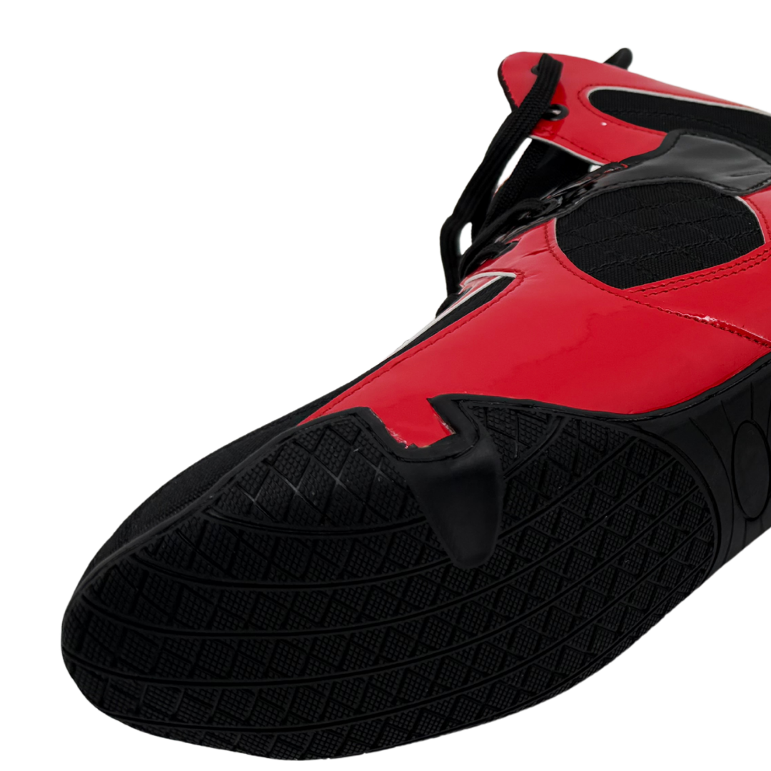 Professional Gym Wrestling and Boxing Shoes Lightweight Ankle Support Red PU Leather