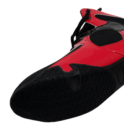 Professional Gym Wrestling and Boxing Shoes Lightweight Ankle Support Red PU Leather