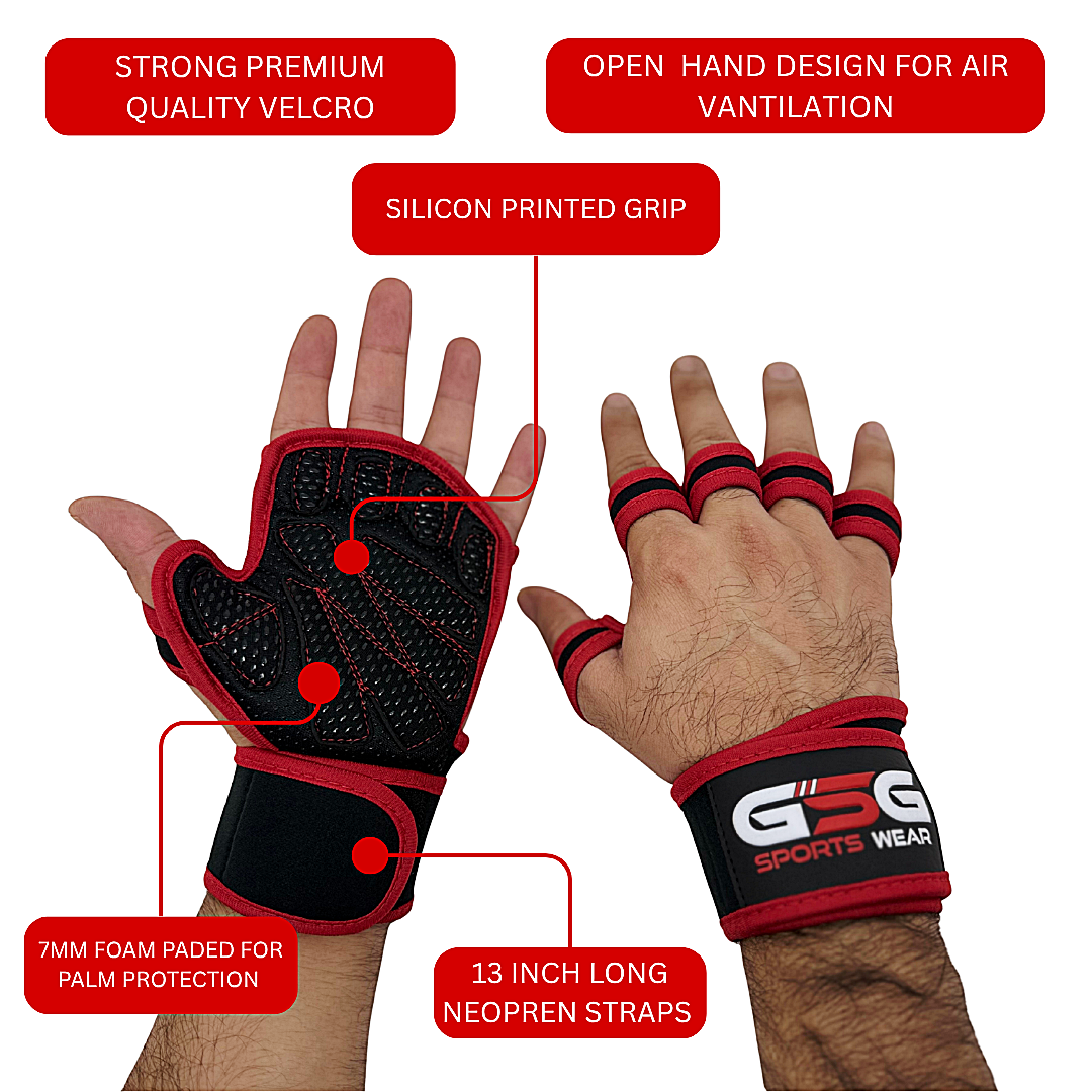 Breathable Workout Gloves - Black & Red