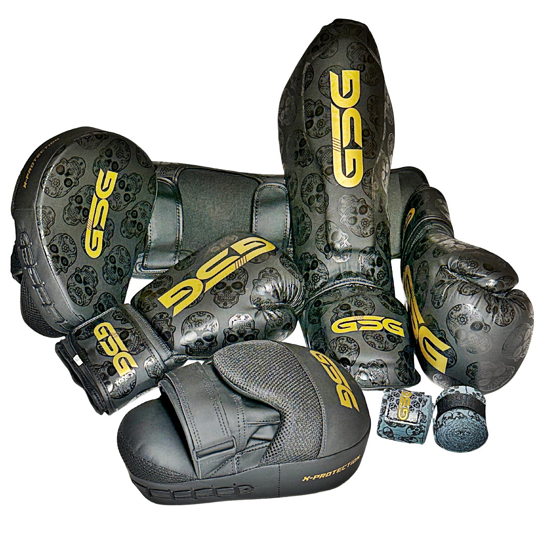 Skull Strike Boxing Collection Set – Black & Gold