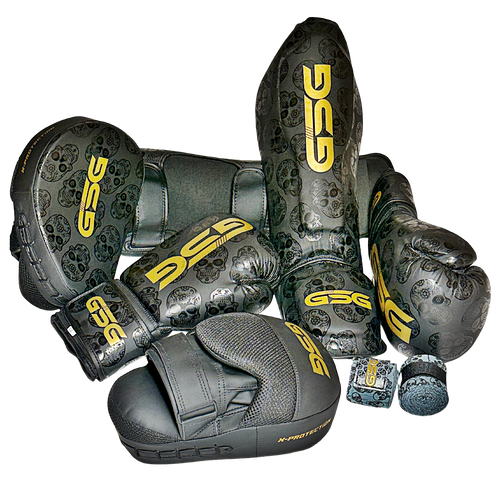 Skull Strike Boxing Collection Set – Black & Gold