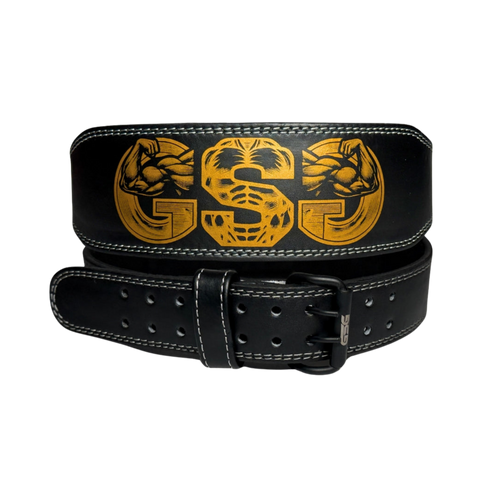 GSG PowerGrip Leather Weightlifting Belt – Black