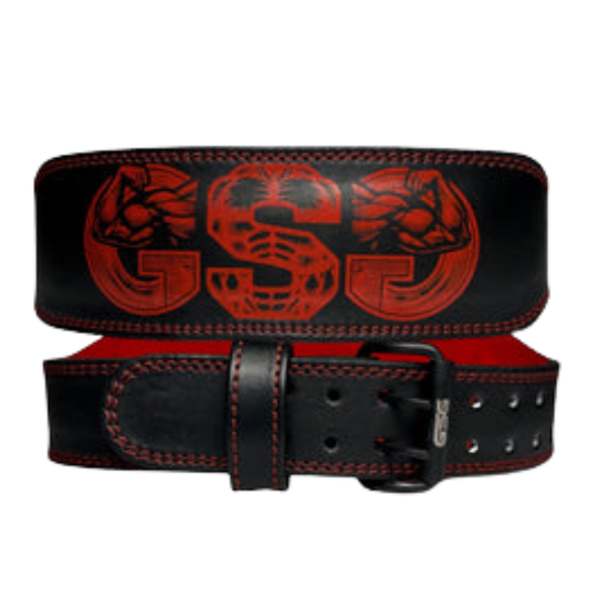 GSG PowerGrip Leather Weightlifting Belt – Red