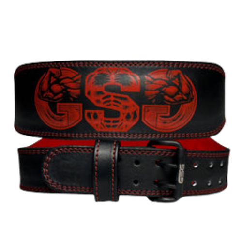 GSG PowerGrip Leather Weightlifting Belt – Red