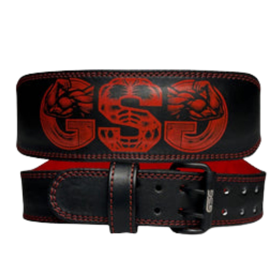 GSG PowerGrip Leather Weightlifting Belt – Red