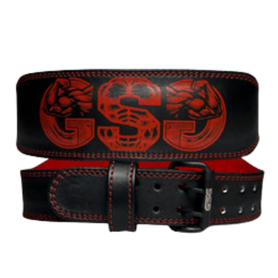 GSG PowerGrip Leather Weightlifting Belt – Red