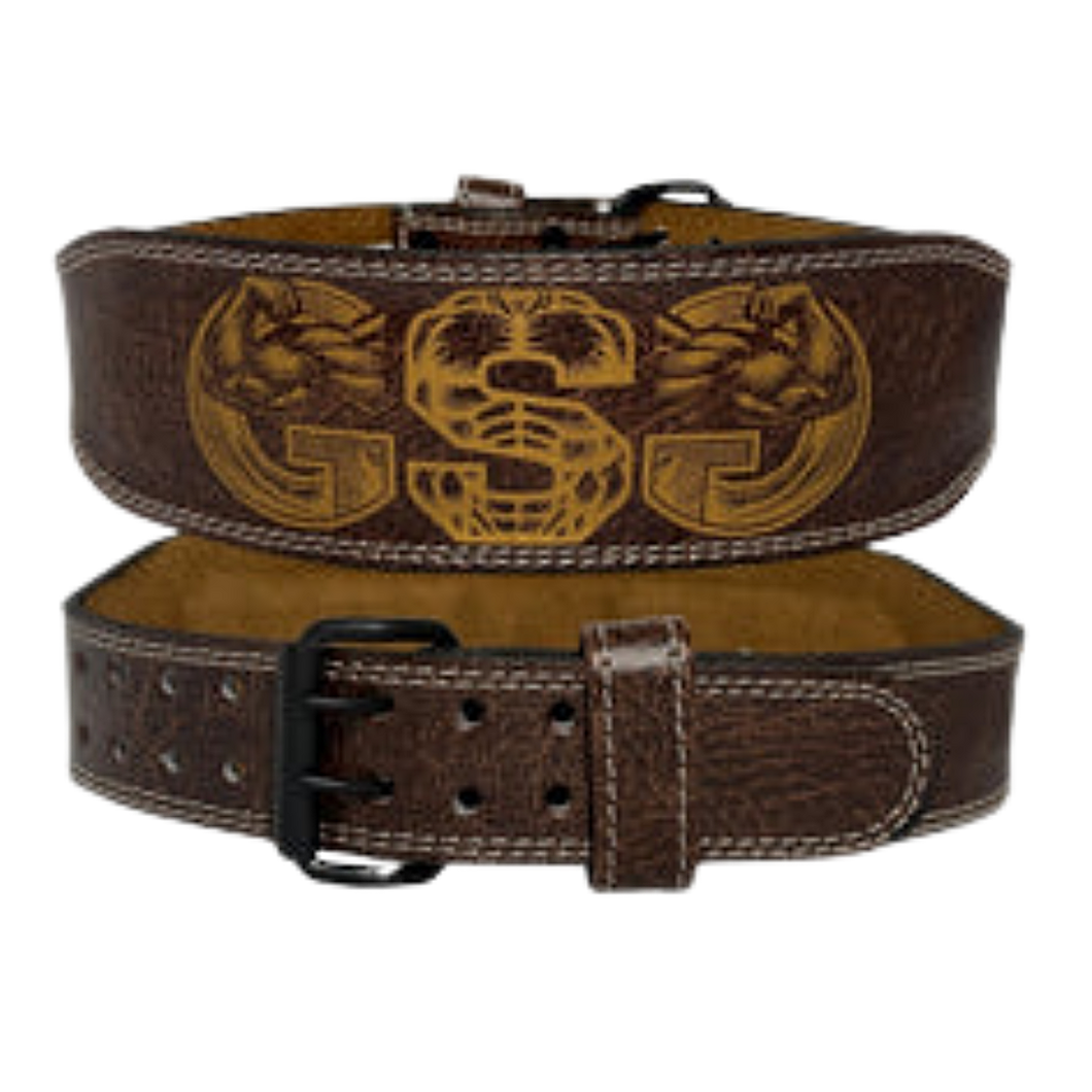 GSG PowerGrip Leather Weightlifting Belt – Brown