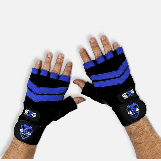 Weightlifting Gym Gloves - Black Strips - Navy Blue