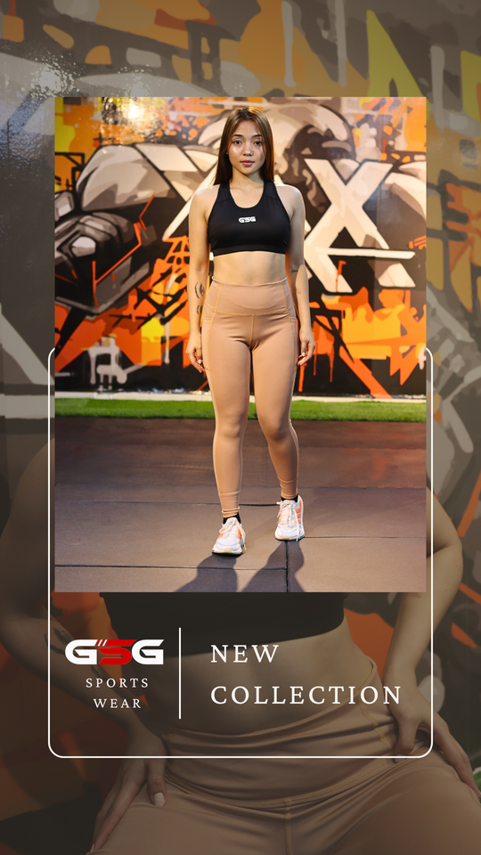 GSG Compression Leggings with Smartphone Pocket - Burlywood gsgplanet