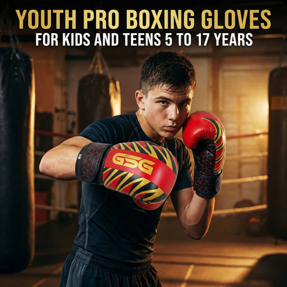 GSG Youth Pro Boxing Gloves for Kids and Teens 5 to 17 Years – GOLD
