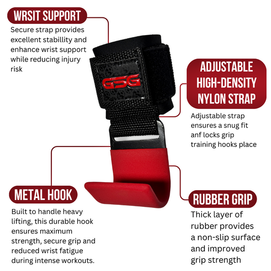 GSG Heavy Duty Weight Lifting Hooks-Red